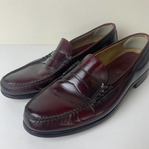Bostonian Men's Leather Penny Loafer Shoes Pinch Mocassin Toe Burgundy Size 13 D - Picture 2 of 15